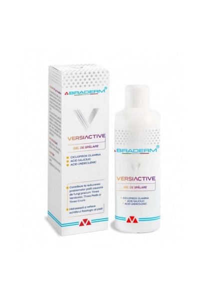 Braderm Gel de spalare pentru corp si scalp Versiactive 200 ml,