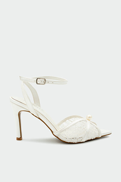 LAMİNTA Toledo Pearl Lace Detailed Women's White Bridal Shoes