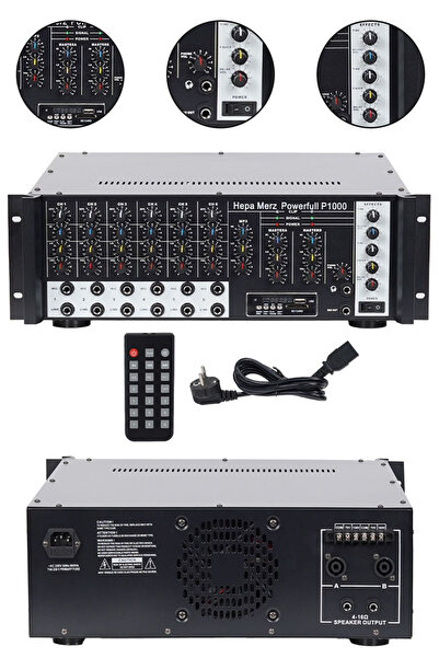 Hepa-Merz Hepa Merz P1000 6 Kanal 2x500W Stereo Amfi 1000W Power Mikser Bluet...