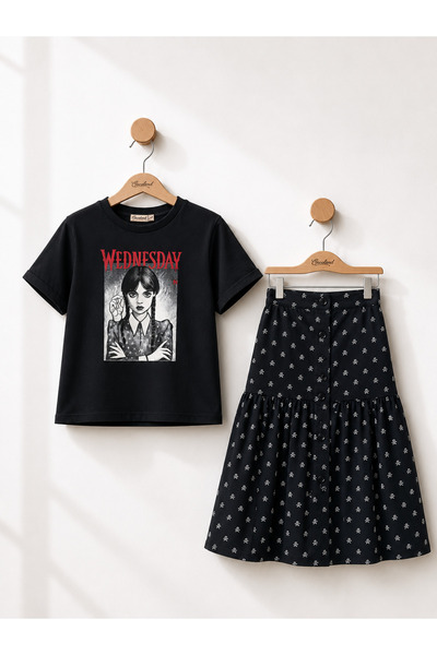 Gocoland Wednesday Printed T-Shirt and Skirt Set