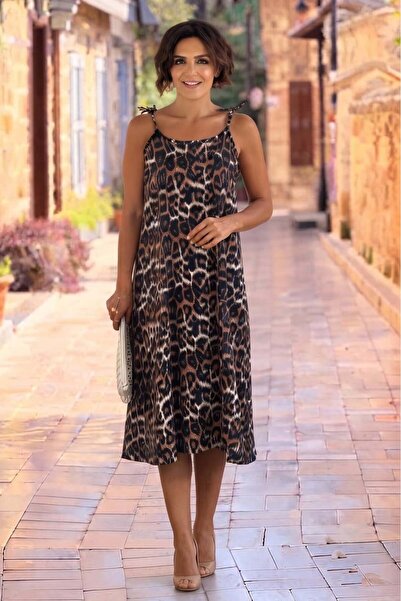 Nevin Kaya Moda V6 - Leopard Göcek Strap Dress