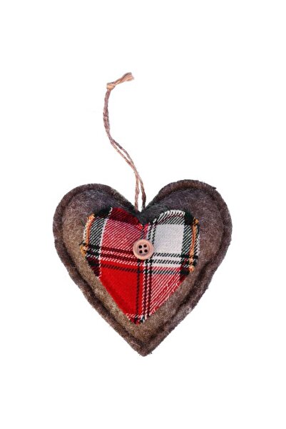 Goliat Ornament de Crăciun, pandantiv INIMĂ din material textil, 10 cm, ROȘU