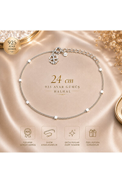 seven kuyumculuk 925 Ayar Gerçek Gümüş Yonca Halhal 24 cm Ayarlanabilir | Şan...