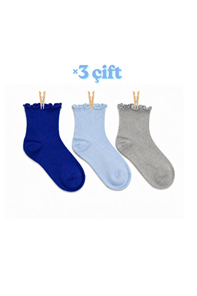 CARNAVAL SOCKS Curly Ruffle Women's Socks Set of 3 / Cloud Set