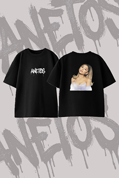Anetos Ariana Grande_125 Design Back Printed Cotton Black Oversize T-Shirt