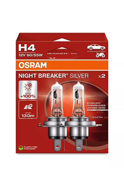 Osram Bec Night Breaker Silver H4 12V 60/55W P43t Комплект 2 броя