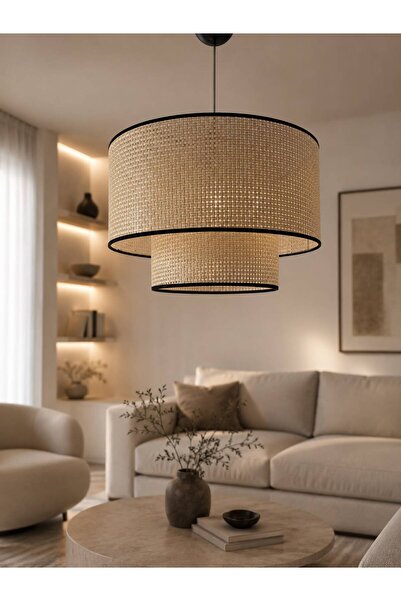 Emg DesiGn XXL Kumaş Sarkıt Avize 45 cm Çap Bohem Rustik Modern Vintage Salon...