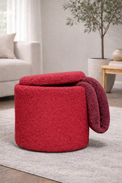 eda hacıoğlu edam bedding group kırmızı peluş sandıklı çok amaçlı puf koltuk