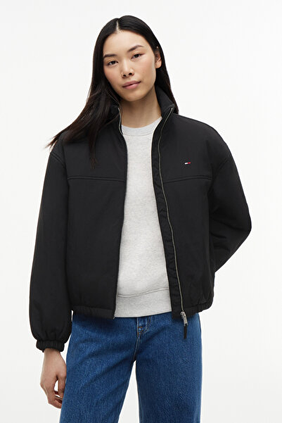 Tommy Hilfiger Tjw Women's Padded Stand Collar Black Jacket