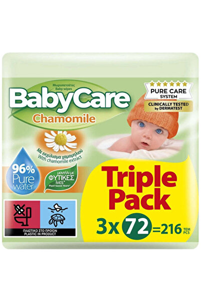 Bc Babycare Babycare Υγρά Μαντηλάκια Χαμομήλι Τριπλή Συσκευασία 3 x 72 τεμάχια