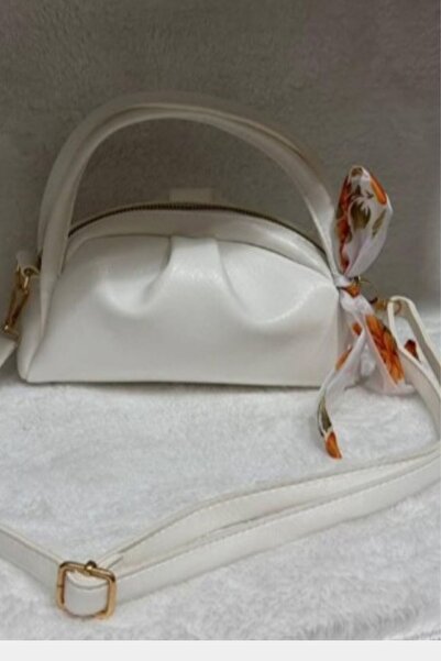 Maya Butik White Scarf Detailed Mini Hand and Shoulder Bag