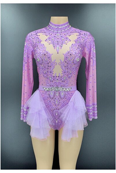 diğer0101 Dantel Bodysuit, Dansçı Body, Dansçı Kostüm, Mesh Ruffles Latin Dan...