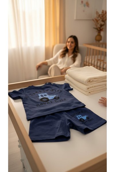 balbeybi Baby Boy Car Figured Shorts Set Cotton Summer T-Shirt and Shorts 2-Piece Set