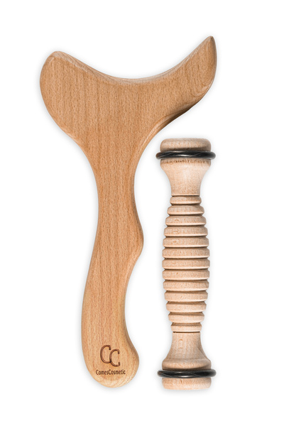 ComesBeauty 2'li Set Doğal Ahşap Masaj Tahtası ve Ayak Altı Roller