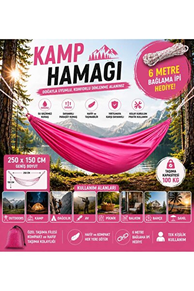 ASG KUMAŞ KAMP HAMAĞI 6 METRE BAĞLAMA İPİ HEDİYE 100 KG TAŞIMA KAPASİTESİ 250...