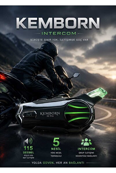 kemborn x2pro Motosiklet Kask Kulaklık İntercom MÜZİK PAYLAŞIM Bluetooth 5.3 ...
