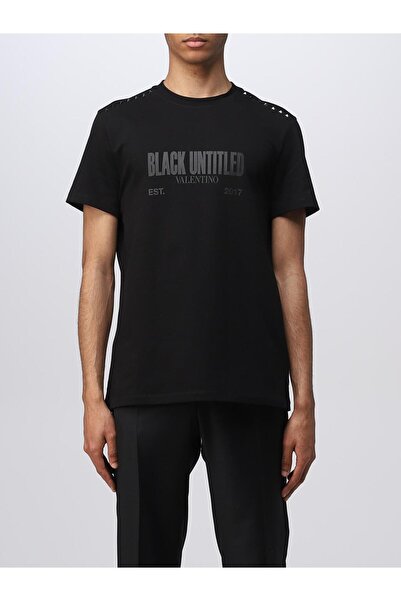 Valentino Roma Black Untitled Printed Cotton Jersey T-Shirt 2V3Mg13C9690No
