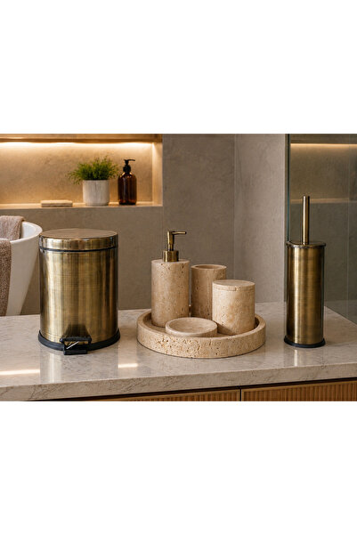 DMR VESTA Stylish and Modern Travertine Bathroom Set 7 Pieces – Antique Luxur...