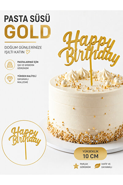 Genel Markalar Pasta Süsü Happy Birthday Yazılı