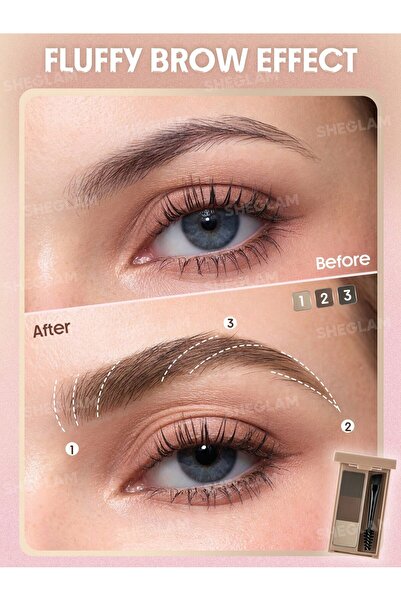 SHEGLAM Puff Brow Palette - Doğal Bitişli ve Kolay Dağılan Sünger Aplikatörlü...