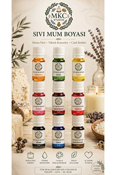 MKC STUDIO 9’lu Sıvı Mum Boyası Seti 5 ML – Yüksek Konsantre Mum Renklendiric...