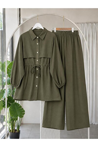 MODA VEDAT Kadın Bel Tünel Detaylı Pantolon Takım -0550