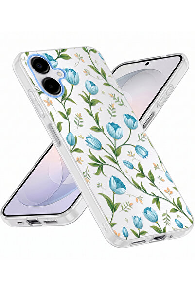 Rivor Samsung Galaxy A07 Uyumlu Kılıf Kamera Çıkıntılı Mavi Lale Desenli İnce...