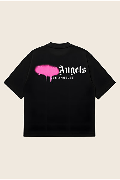 Moon Dancer Palm Angels Pink Spray Printed Oversize Boxy Cut Unisex 100% Cott...