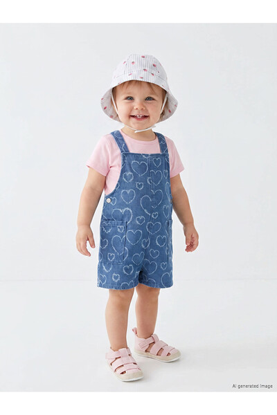 LC Waikiki Vizyon New Season Ecru Strawberry Patterned Baby Girl Bucket Hat