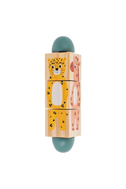 OEM Cilindru de sortare din lemn cu 3 blocuri animale (17x4cm)