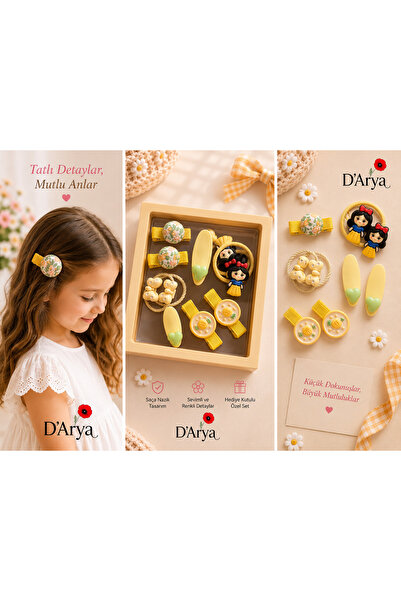 Darya Figured 8-Piece Girls' Hair Accessory Gift Boxed Set – Snap Clips, Snap...