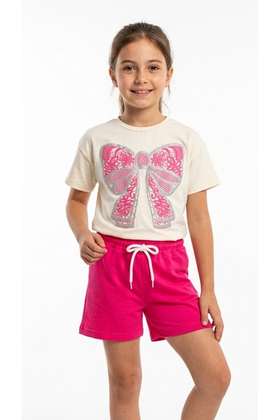 miviko Girls' Shorts Set Stylish Model Top and Bottom Set 2 Pieces Soft Cotto...