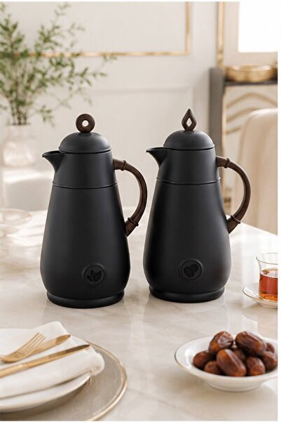 Generic Luxury Matt Black Tramisu Set (2 Pieces) with Dark Wood Handles and P...