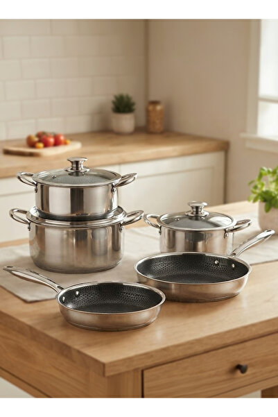 Cady One High Quality Stainless Steel Cookware Set with Heat-Resistant Glass ...