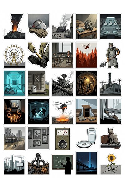 Store 30 Adet Chernobyl Temalı Sticker Seti - Laptop Defter Telefon İçin