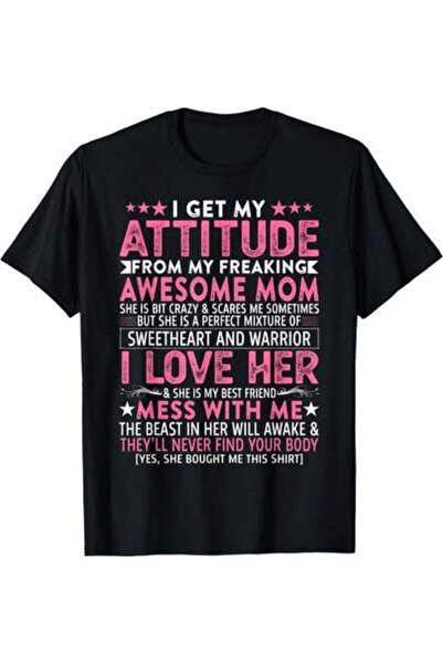 799 تي شيرت صيفي ممتع بطبعة "I Got Attitude From My Awesome Mom" برقبة دائرية...
