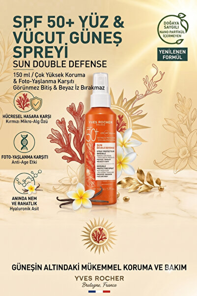 Yves Rocher Sun Double Defense Kırmızı Mikro-Alg & Hyalüronik Asitli Yüz Vücu...