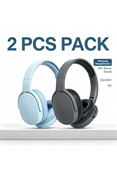 Generic 2PCS Foldable Bluetooth Over Ear Headset HiFi Stereo Bass Sound Noise...