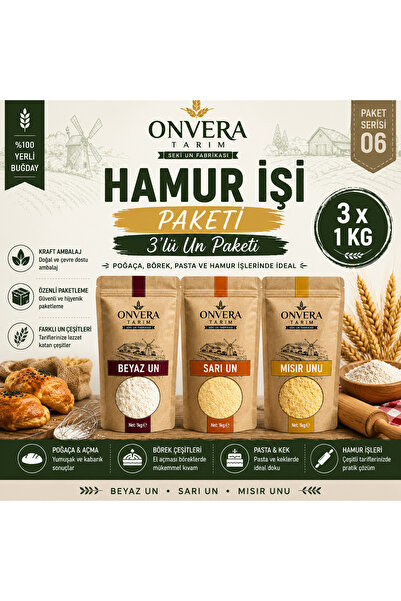 Onvera Tarım Hamur İşi Paketi 3'lü Un Seti 3 x 1 Kg