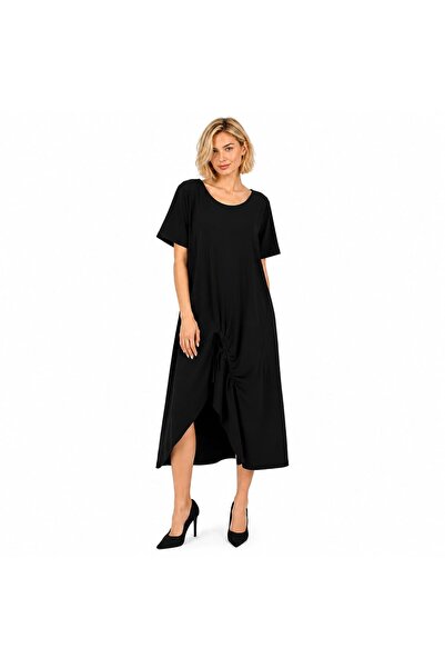 Pierino Long black cotton dress with laces, made in Romania