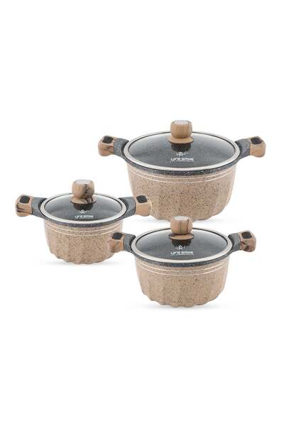 Lifesmile Life Smile Granite Non-Stick Cookware Set of 6pcs -20/24/28cm Soup ...