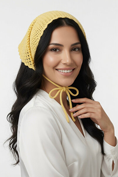 Mollycrush Yellow Triangle Bandana Women's Knitted Mesh Hair Band |   Bohemia...
