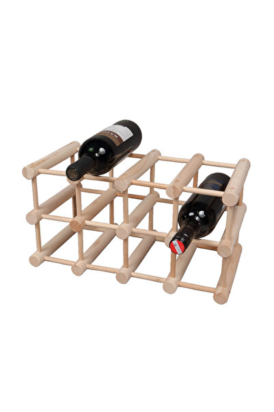 LimArt Suport Vin din Lemn Natur, Capacitate 12 Sticle, Design Modular tip Fa...