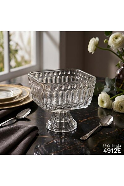 ÇİFTÇİ Konak Alişveri̇ş 4912E-Glass Bowl with Stand, Set of 6