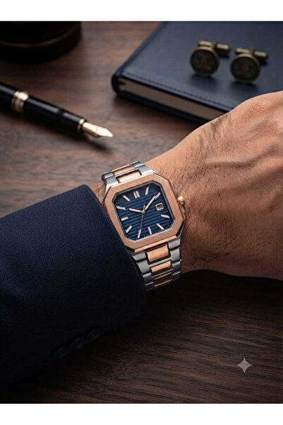 Supleon Steel Strap Geometric Case Men's Wristwatch with Calendar and Special...