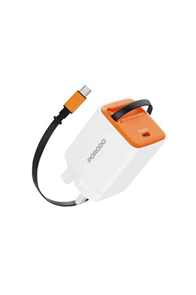 porodo Tezpatro 65W GaN Charger with USB-C Retractable Cable, 1.5A Rated Curr...