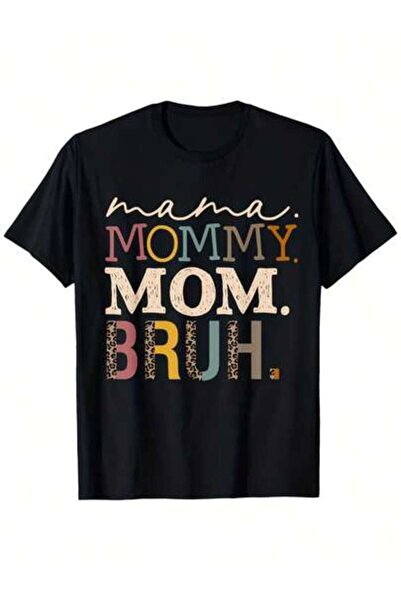 KYMC07 تي شيرت عيد الأم أسود بطبعة جرافيك مطبوع عليها عبارة "Mama Mommy Mom B...