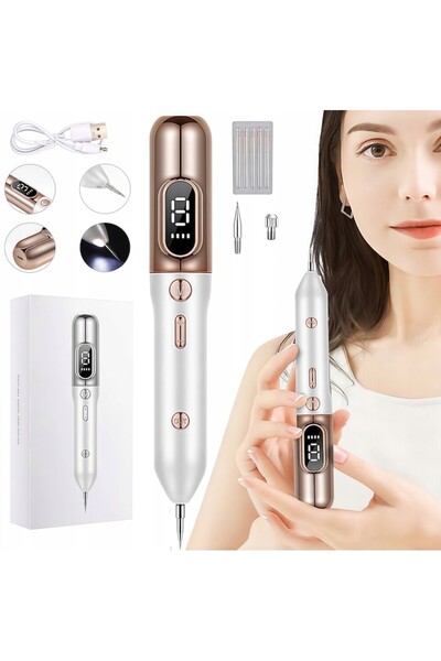 OEM Dispozitiv Plasma Pen, Îndepărtare pete, negi, pistrui, cicatrici, alunițe, tatuaje, Lifting pleoape, Ecran LCD, 9 nivele, Portabil, Reîncărcabil, Lampă, Auriu