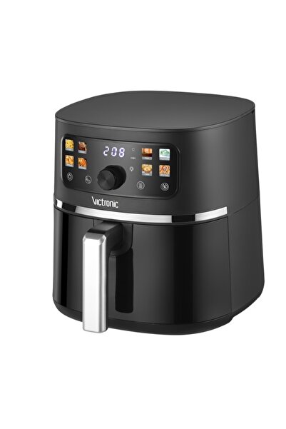 VICTRONIC Еър фрайър, таймер 0-60 минути, 4.50л, 1250-1500 W, (черен+сребрист)