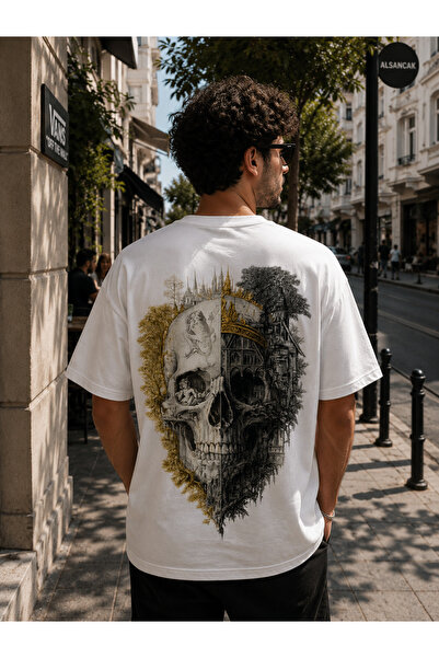 Vael collections Erkek Oversize Baskılı Unisex Tişört Kuru Kafa Grafik Tasarı...